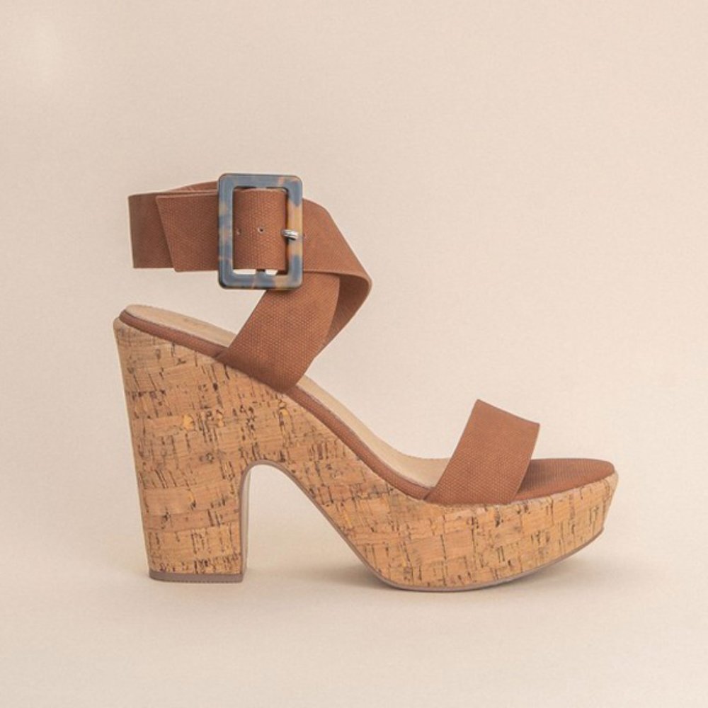 Miim Retro Cork Chunky High Platform Sandals Shoes - Picture 3 of 6